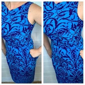 Lauren Ralph Lauren Stretch Blue Knee Length Sleeveless Dress size 8